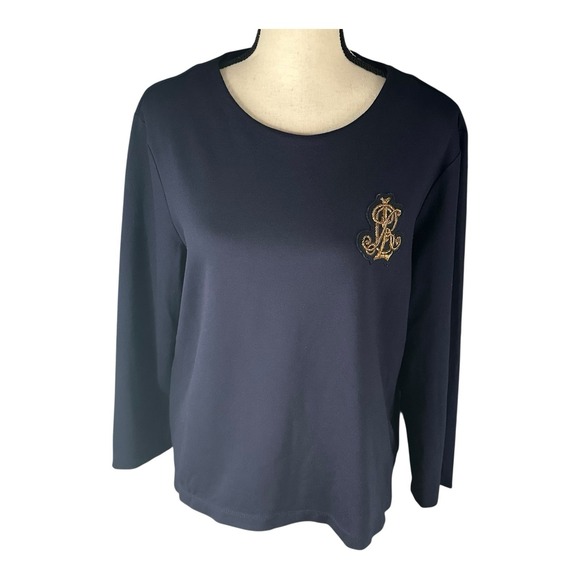 Lauren Ralph Lauren Tops - Ralph Lauren Women's Size Large Navy‎ Blue Sweater Logo Layered Top